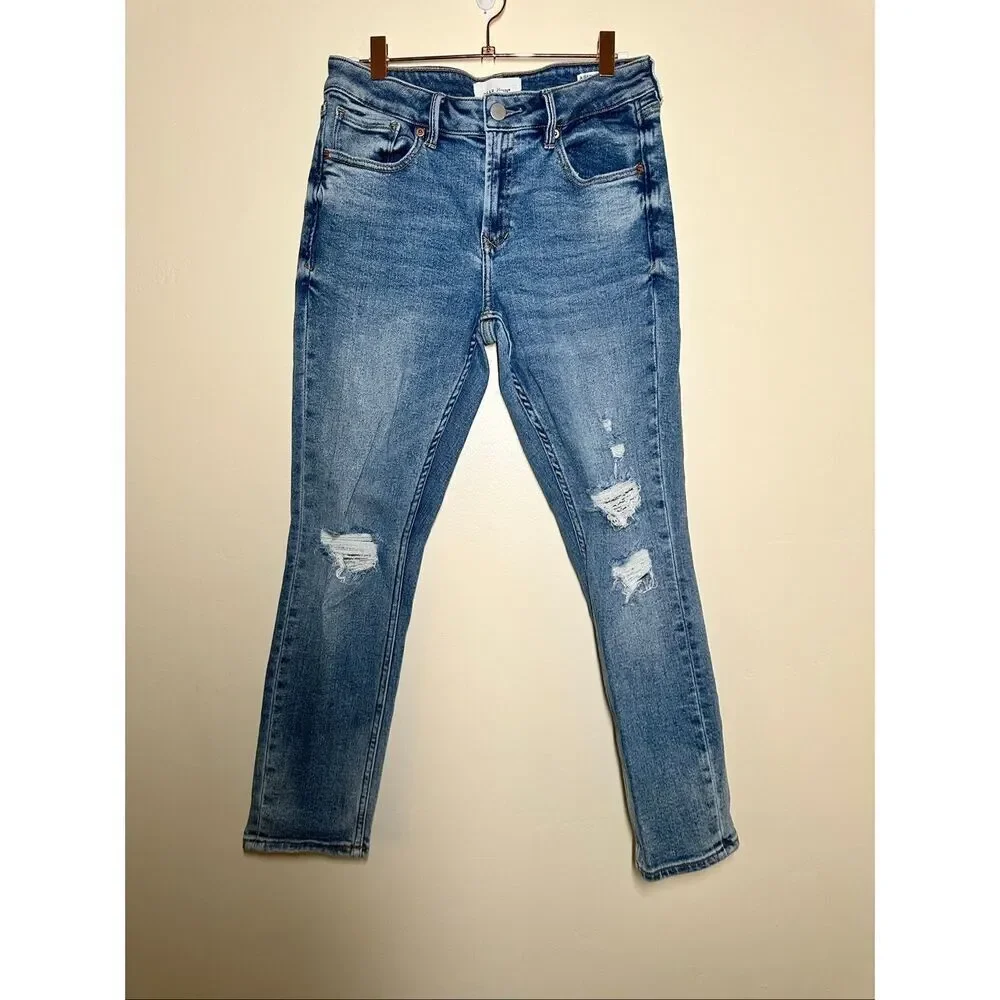 Dear John Aiden Slim Girlfriend Light Wash Distressed Jeans Size 27